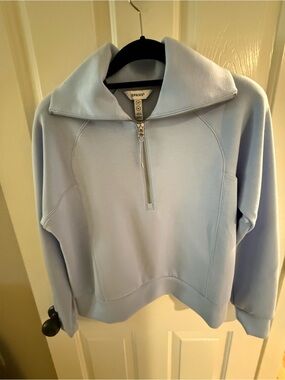 SPANX Air Essential Half Zip- Himalayan Cloud. Size M